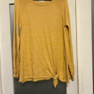 LC Lauren Conrad Yellow Long Sleeve Tie Front Sweater